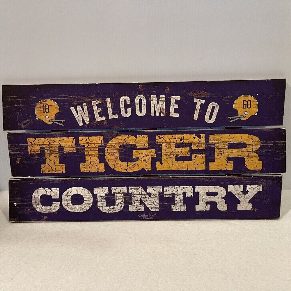LSU TIGERS Wood Fence Sign Wall Welcome Man Cave Louisiana State University